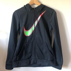 Nike girls dri-fit zip up hoodie with swoosh
